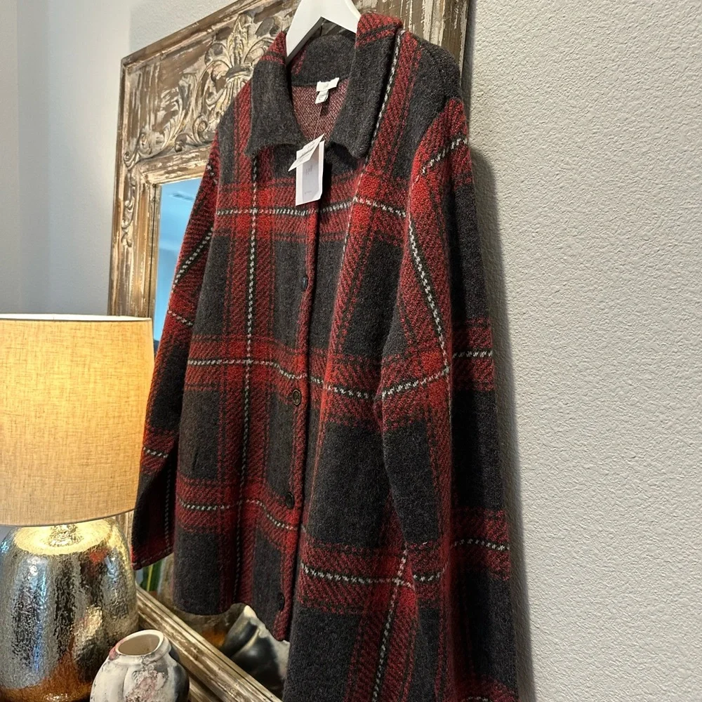 ☀️ New! J. JILL Plaid Sweater Cardigan Jacket - Picture 9 of 12